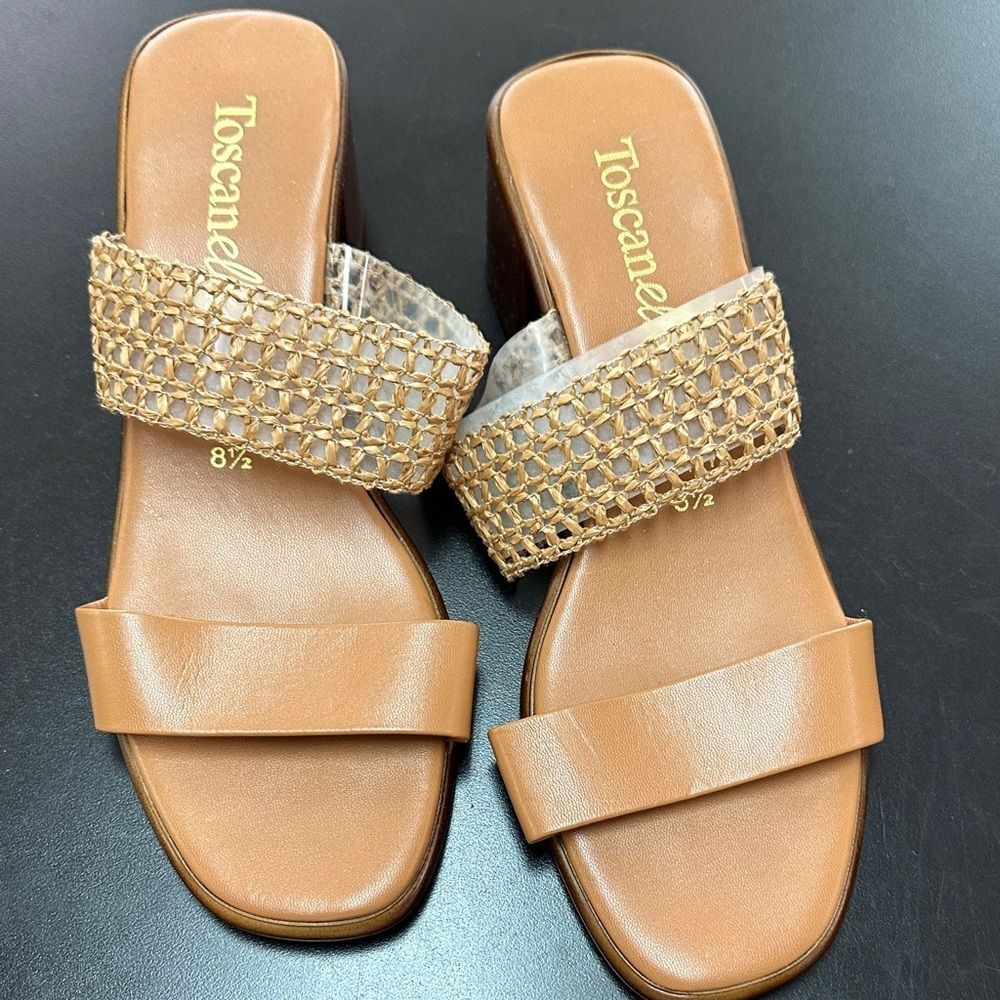 Toscane Tan Braided Slide Mules